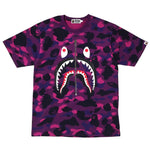 Bape Color Camo Shark Zip Tee - Purple