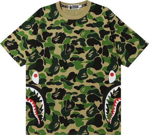 Bape 1st Camo Side Shark Tee - Green